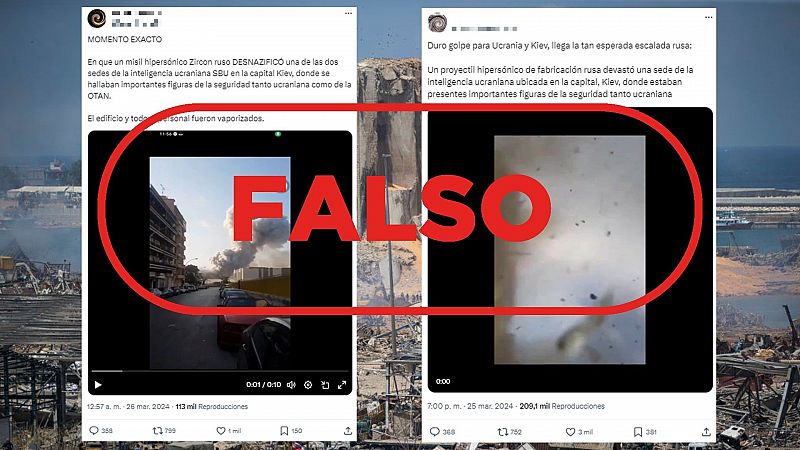 Este vídeo no muestra el impacto de un misil hipersónico ruso en Kiev, es Beirut en 2020