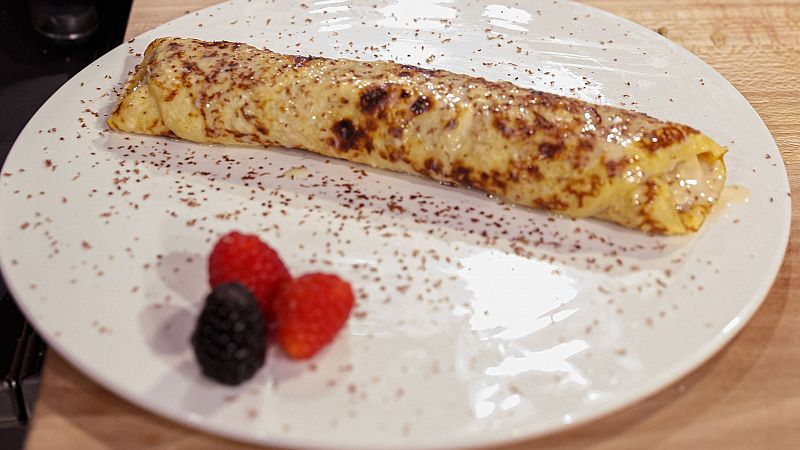Receta de crepe de crema pastelera, pltano y chocolate blanco de Gabriela en MasterChef 12+1